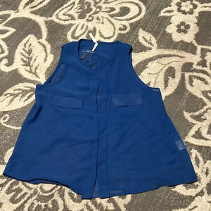 Truth sheer sleeveless top. Size large. New. Royal blue.